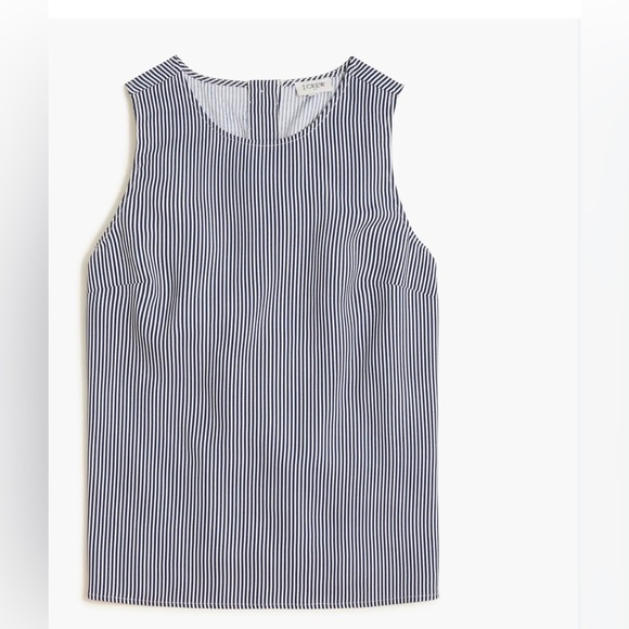 JCrew Sleeveless Button Back Shell Blouse, Blue and White - Picture 1 of 5